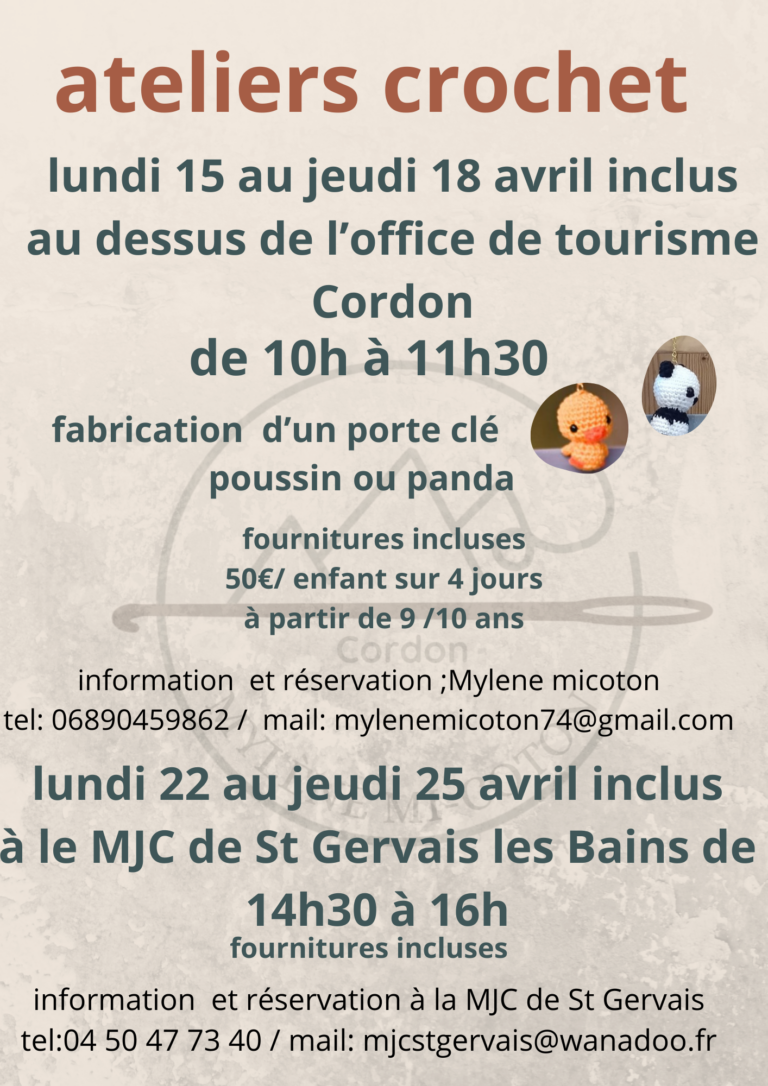 atelier crochet mylene micoton cordon mjc st gervais les bains